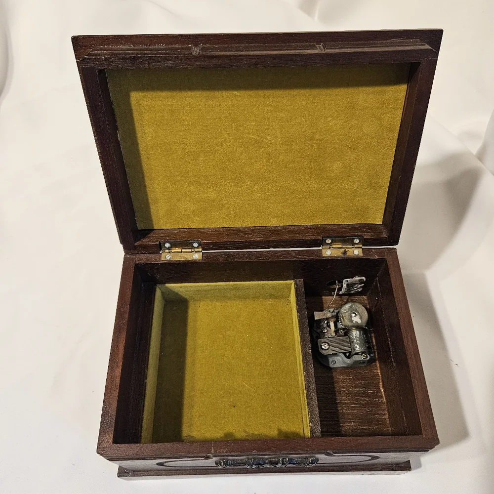 Elegant Wooden Jewelry Organizer with Music Box - Brown